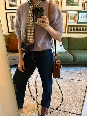 Fuzzy Crewneck Sweater in Mauve